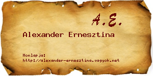 Alexander Ernesztina névjegykártya